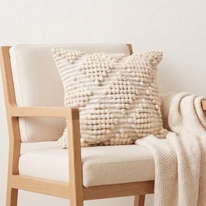 20x20 Inches Ivory Cotton Textured Diamond Handmade Woven Cushion Cover <b>Decorative</b> Square Throw <b>Pillow</b> for Hotel Boho - Product Image 5