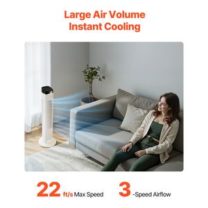 Ventilatore a Torre Silenzioso da 22 Piedi/secondo, Oscillante a 70°, 3 Velocità, 4 Modalità, Timer 12H, Portatile per Interni - Product Image 3
