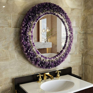 Customized Eco-Friendly Lighted Wall Decor Spiritual Space Centerpiece Natural Agate Stone Frame Luxury Modern Handmade Mirror - Product Image 1