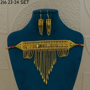 Ensemble de colliers arabes, bijoux du Moyen-Orient, collier en or de Dubaï, collier plaqué or, ensemble arabe traditionnel - Product Image 5