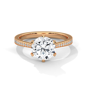แหวนหมั้นเพชรทรงกลมเจียระไนแบบบริลเลียนท์ ทองคำขาว 14K เพชรเพาะเลี้ยงในห้องปฏิบัติการ เครื่องประดับแต่งงานสำหรับผู้หญิง ของขวัญวันครบรอบ - Product Image 2