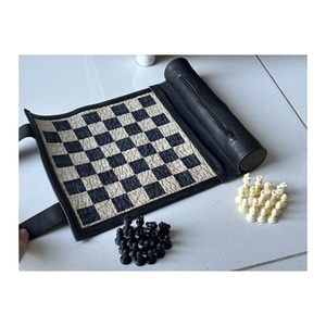 Premium Black PU Leather Chess Board Waterproof Custom <b>Large</b> Exhibition Chessboard Professional <b>Square</b> Board Game <b>Set</b> Gift - Product Image 5