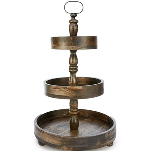 Support à gâteaux et cupcakes en bois de mangue de qualité supérieure, 2 étages, pour la présentation de desserts, idéal pour les mariages, les anniversaires ou la cuisine à domicile - Product Image 4