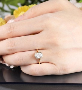 Oval Cut Moissanite 925 Sterling <b>Silver</b> Classic <b>Solitaire</b> Engagement <b>Ring</b> for Women Party & Wedding Jewelry Gift - Product Image 3