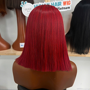 Peluca de Lujo Vietnamita 100% sin Pegamento con Flequillo, Cierre 5x5, 10 Pulgadas, Cabello Humano Virgen Doble Trama Liso para Mujeres Negras - Product Image 2