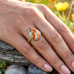 Natural Yellow Bee Jasper 925 Sterling Silver Pear Gemstone <b>Ring</b> Handmade Statement <b>Ring</b> Wedding Gift for Her 2pcs - Product Image 4