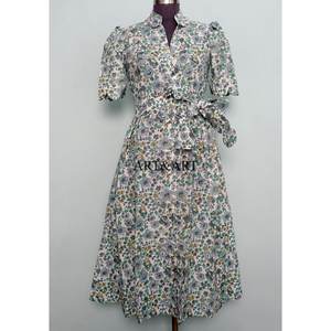 Vestido Moderno Casual de Manga Corta para Fiesta, Estilo Dulce y Elegante para Mujer, Estampado a Mano, de Algodón, Tipo Canguro, Cómodo y Corto - Product Image 1