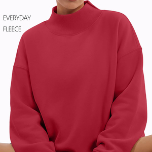 Sudadera Oversize de Cuello Alto para Mujer, Color Vino Tinto, con Rayas, Manga Larga, Personalizable con Logotipo, Tejido de Felpa, para Otoño - Product Image 3