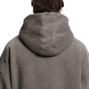 Sweat-shirts d'hiver pour hommes à épaules tombantes, surdimensionnés, avec broderie vieillie et délavage acide, en molleton 100% coton, personnalisables, vente en gros - Product Image 5
