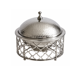 Plat de service haut de gamme pour hôtel, design attrayant, chauffe-plat rond personnalisé en métal - Product Image 1