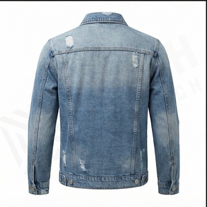 Chaquetas vaqueras de alta calidad para hombre, recién llegadas, abrigos personalizados al por mayor, chaqueta vaquera de patrón sólido con logotipo frontal para invierno - Product Image 3