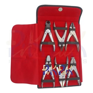 6 Pieces Jewelry Parallel Pliers Kit Stainless Steel Flat Brass Jaws Flat Nylon Jaws Flat Nose Pliers Side Cutter Punch Plier - Product Image 1