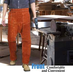 กางเกงหนังสำหรับเชื่อมโลหะแบบเอี๊ยม ทนไฟ ป้องกันขา ปรับเอวได้ ชุดป้องกันความปลอดภัยสำหรับงานเชื่อม - Product Image 3