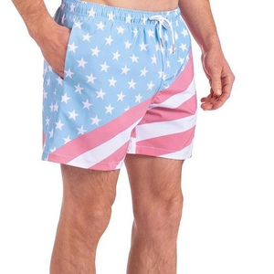 <b>Men's</b> American Flag Print Board Shorts Quick Dry Drawstring Swim <b>Trunks</b> Casual Summer Beachwear with Pockets - Product Image 1