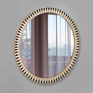 Antique Style Bone Inlay Resin <b>Mirror</b> Frame Perfect For Adding Character To Refined Interior Decor Settings - Product Image 1