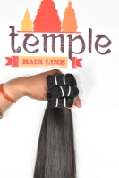 Rambut India Tamil Nadu Remy Raw Grosir 100g 100% Alami Tanpa Proses Warna Hitam Kutikula Tertata Rapi Gelombang Double Weft Extensions