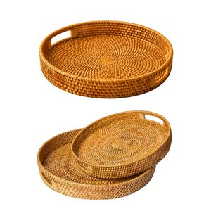 Panier/Plateau en Rotin Tressé Écologique PHU HAO avec Poignées, Gain de Place, Multi-Usages pour Pique-niques en Plein Air et Fêtes de Jardin - Product Image 1