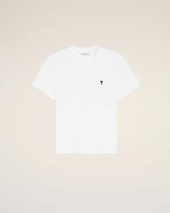Camiseta Blanca para Hombre, Corte Regular, 100% Algodón, Logotipo Bordado, Cuello Redondo Minimalista, Manga Corta, Transpirable, Ecológica, Estilo Urbano - Product Image 1