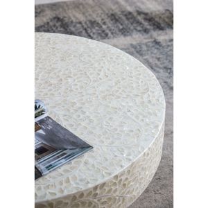 Tavolino da Caffè Cream Capiz '35x35x16' con Base a Piedistallo Dorato Design Unico - Product Image 5