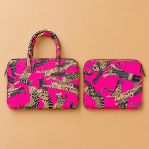 For Leopard Print Soft Durable Neoprene Luxury Laptop Tote Bag <b>Sleeve</b> Handle Zipper Fashionable Protective Case for Laptops - Product Image 1