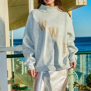 WWD High Quality <b>Mock</b> <b>Neck</b> Cotton Fleece Sweatshirt Tackle Twill Chenille Letter College Greek Pullover Custom College Crew Nec - Product Image 1