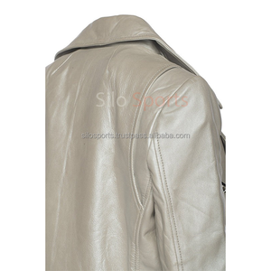 2025 OEM Premium Sheep Leather <b>Women's</b> Bomber <b>Jacket</b> Winter 100% High Quality Heated Fashion Design <b>Silver</b> Color Wholesale Price - Product Image 3