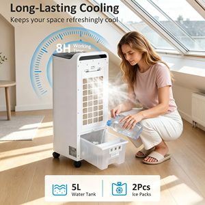 Raffrescatore d'Aria con Timer Remoto, Ventilatore con Raffreddamento a Ghiaccio, Umidificatore da 4L e Pacchi Ghiaccio, Spina AU/EU, Serbatoio d'Acqua da 20L per Uso Domestico - Product Image 6