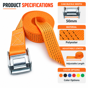 Sangle de fixation à boucle à came 50 mm, 800 kg, en polyester, sans crochet, pour le maintien de charges lourdes sur camions et remorques – Fabricant - Product Image 3