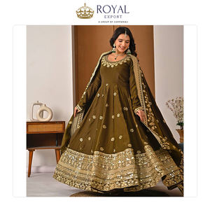Ropa Tradicional India para Mujer, Traje de Boda, Último Diseño, Seda Vichitra con Bordado de Lentejuelas, Traje Anarkali en Venta - Product Image 4
