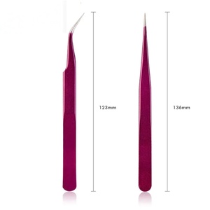 Pince à épiler de précision en acier inoxydable, pointe lisse, longueur 10 mm, pour l'application de faux cils - Product Image 2