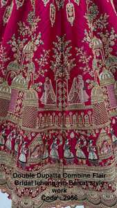 Lehenga Choli de Seda Gadhwal Rosa con Bordado Intenso y Dupatta de Tela, Traje de Lujo para Bodas y Fiestas Indias, Diseño para Mujer - Product Image 5