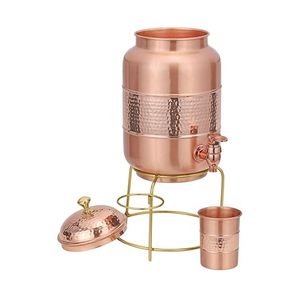 Distributeur d'eau en cuivre avec support et gobelet, fonctionnement manuel, réservoir de stockage d'eau froide pour la maison - Product Image 2