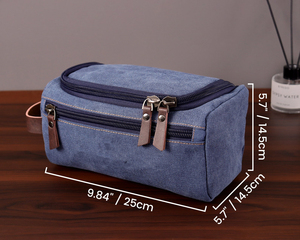 Leather Canvas <b>Toiletry</b> Bag Travel Organizer Waterproof Cosmetic <b>Storage</b> Dopp Kit Large Size Bag LCTB-0028 - Product Image 5
