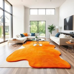 Tapis décoratif de luxe, tissé à la main, en laine, orange uni, design abstrait, tapis d'intérieur et d'extérieur, décoration de la maison, tapis à motifs abstraits modernes - Product Image 1