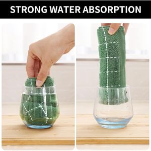 100% Cotton Terry Kitchen Towels Super Absorbent Dish Towels 4 Pack in Grass Green 13 X 28 Inches Soft Checkered Designed - Product Image 2