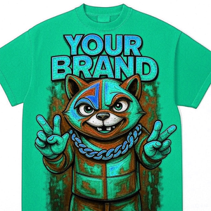เสื้อยืดคอกลมแขนสั้นลายการ์ตูนสีเขียวรูปสุนัขจิ้งจอกสำหรับผู้ชาย ยี่ห้อของคุณ รุ่นขายดีที่สุดปี 2026 พิมพ์ลายดิจิทัล สไตล์ลำลอง ทรงปกติ - Product Image 1