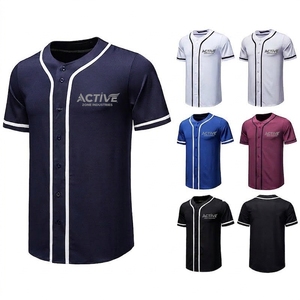 Maillot de baseball personnalisé pour homme, unisexe, manches courtes, boutons sur le devant, couleur unie, polyester respirant, vêtements de sport - Product Image 1