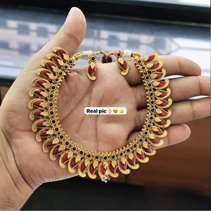 High Quality Traditional South <b>Indian</b> Ethnic Brass Bridal Set Zircon Flower Design Rose Gold Plated Latest Designed Anniversary - Product Image 1