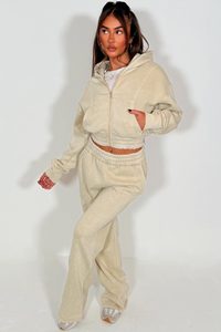 Factory Price <b>Women's</b> Oversized Pullover Tracksuit 100% Cotton Fleece Breathable Heavyweight Outdoor Comfortable <b>Sweat</b> <b>Suits</b> - Product Image 3