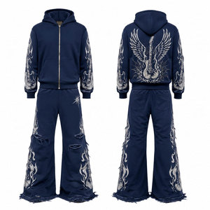Chándal unisex gótico negro con capucha, estampado de calaveras, cremallera frontal, ajuste holgado, joggers con cintura elástica, ropa de otoño - Product Image 4