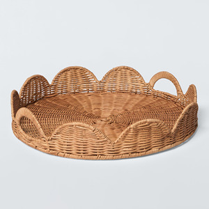 Plateaux de présentation de bijoux, centre de table décoratif, plateau en rotin tressé à la main, écologique, organiseur - Product Image 1