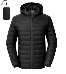 Men's Down Puffer <b>Jacket</b> with Hood <b>Packable</b> Lightweight Puffy Winter Coat Hooded - Product Image 2