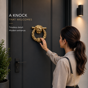 Timbre de puerta de lujo con cabeza de león, acabado en oro pulido, herraje decorativo para puerta de entrada, elegante adorno para el hogar y la villa. - Product Image 4