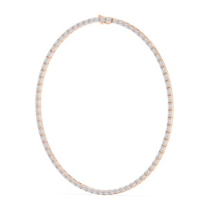 Magnifique collier ras-de-cou en or rose 9 carats avec diamants de laboratoire taille émeraude, 25,70 CTW, 18 pouces - Product Image 1