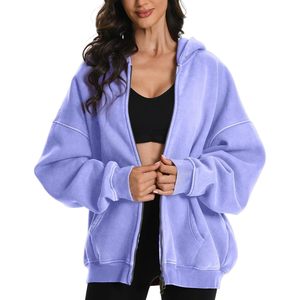 2025 mujeres/hombres Zip Hoodie Oversized Acid Wash Hoodies Heavyweight Distress Cotton Fleece Zipper Hoodie Vintage Style XS - Product Image 4