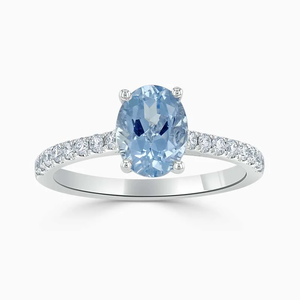 Roy Diamond 1.20 CT 925 <b>Silver</b> Oval Moissanite Prong <b>Set</b> Rhodium Plated Luxury Engagement <b>Ring</b> - Product Image 1