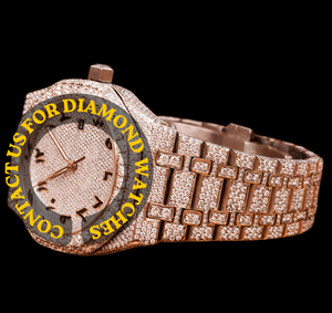 Reloj de Cuarzo de Moda con Moissanita, Acero Inoxidable, Dos Tonos, Esfera con Números Arábigos, Diseño de Brazalete Totalmente Adornado con Piedras, Resistente al Agua para Hombre - Product Image 2