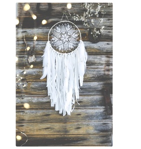 Atrapasueños blanco, atrapasueños, Luna y estrellas colgando sobre la cama, atrapasueños personalizado para colgar en la pared, decoración del hogar - Product Image 1
