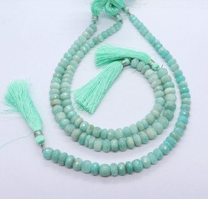 ลูกปัดอะเมโซไนต์ทรงรอนเดลล์เจียระไนธรรมชาติขนาด 7-8 มม. ลูกปัดอัญมณีอะเมโซไนต์ทรงรอนเดลล์ธรรมชาติขนาด 9 นิ้ว สำหรับทำเครื่องประดับ - Product Image 2