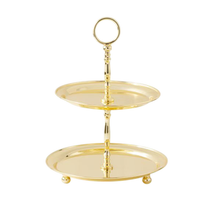 Support à gâteau en métal à deux niveaux, plateau rond pour servir les desserts, décoration de la maison, plateau de service pour les fêtes, support de service pour mariage - Product Image 1